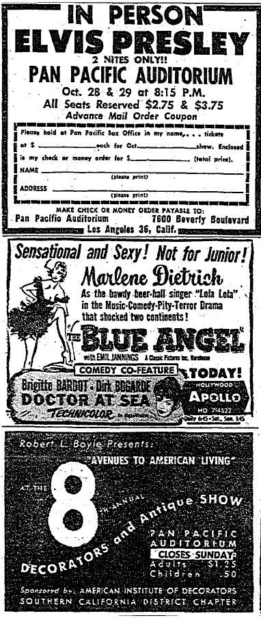 October 18,1957: Elvis Presley live at the Pan Pacific Auditorium