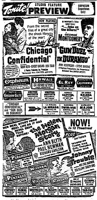 October 19, 1957: Movie ads