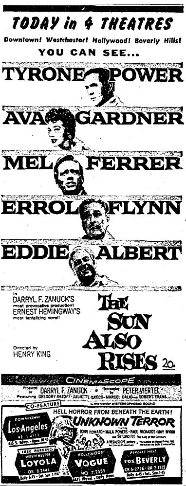 October 23, 1957: Movie ads