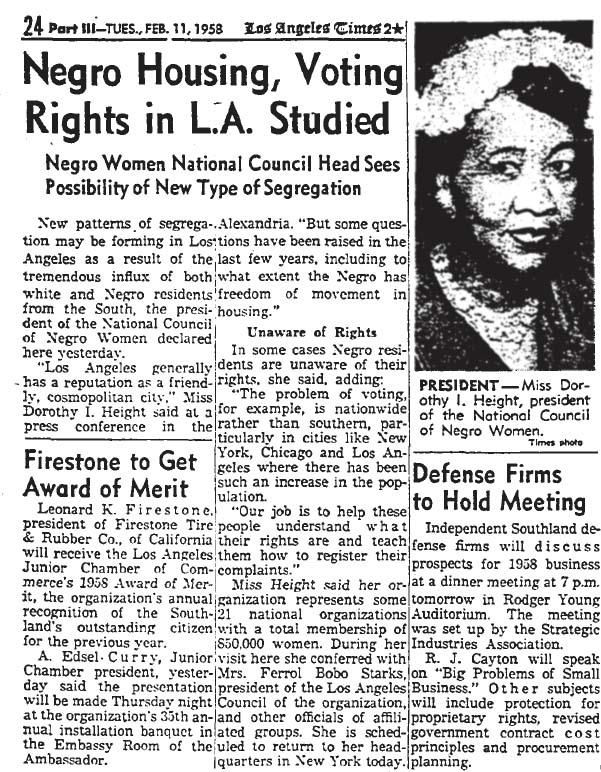 February 11, 1958: Black housing, voting rights studied