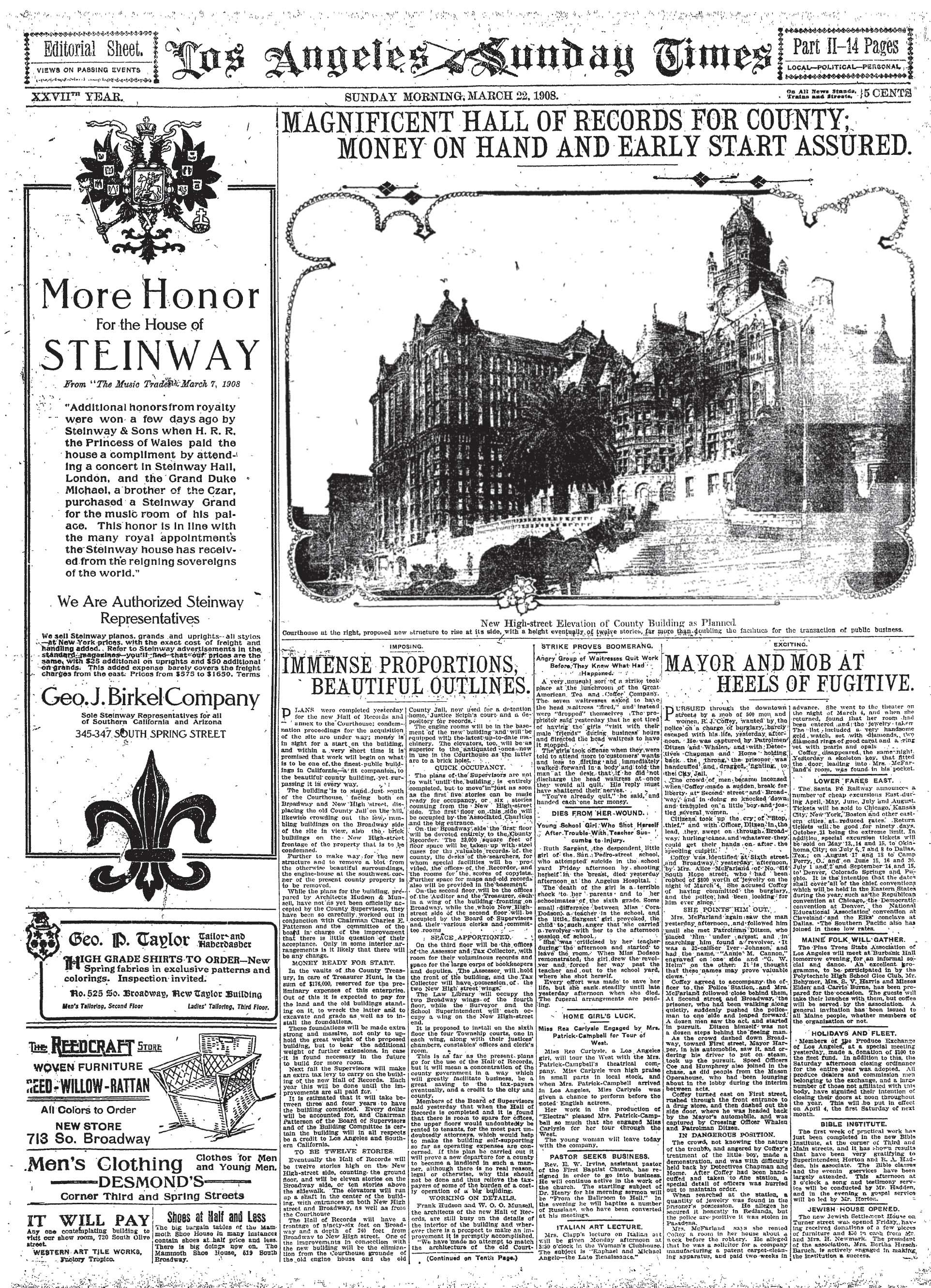 March 22, 1908: Proposed Hall of Records