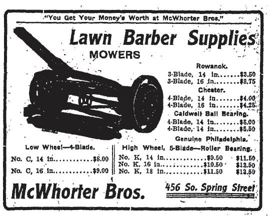 March 25, 1908: Lawn "Barber" Supplies