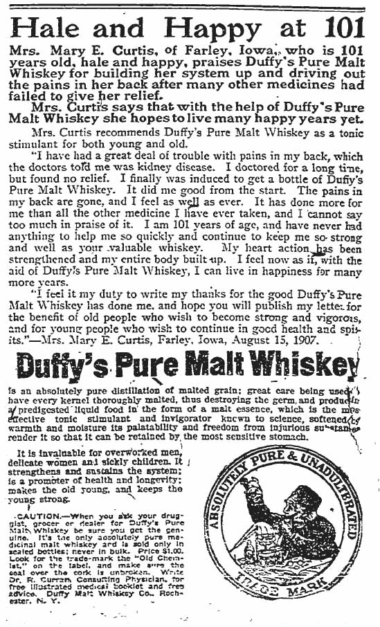 April 23, 1908: Whiskey is a health drink