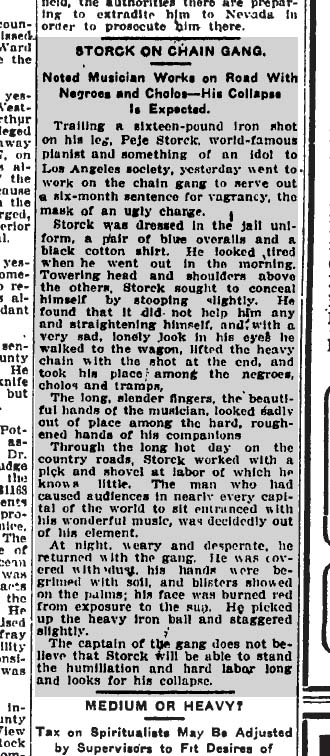 May 29, 1908: Concert Pianist Sentenced to Chain Gang