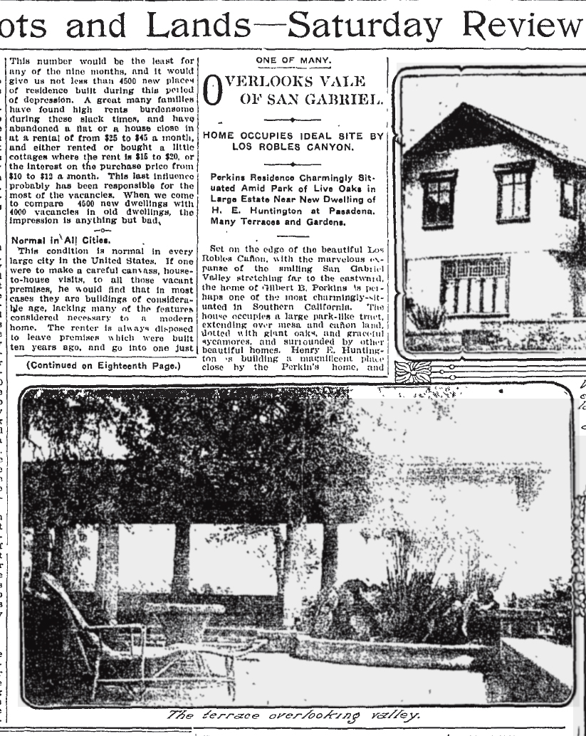 July 19, 1908: Pasadena estate on Los Robles Canyon