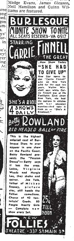 July 30, 1938: 300 pound burlesque queen!