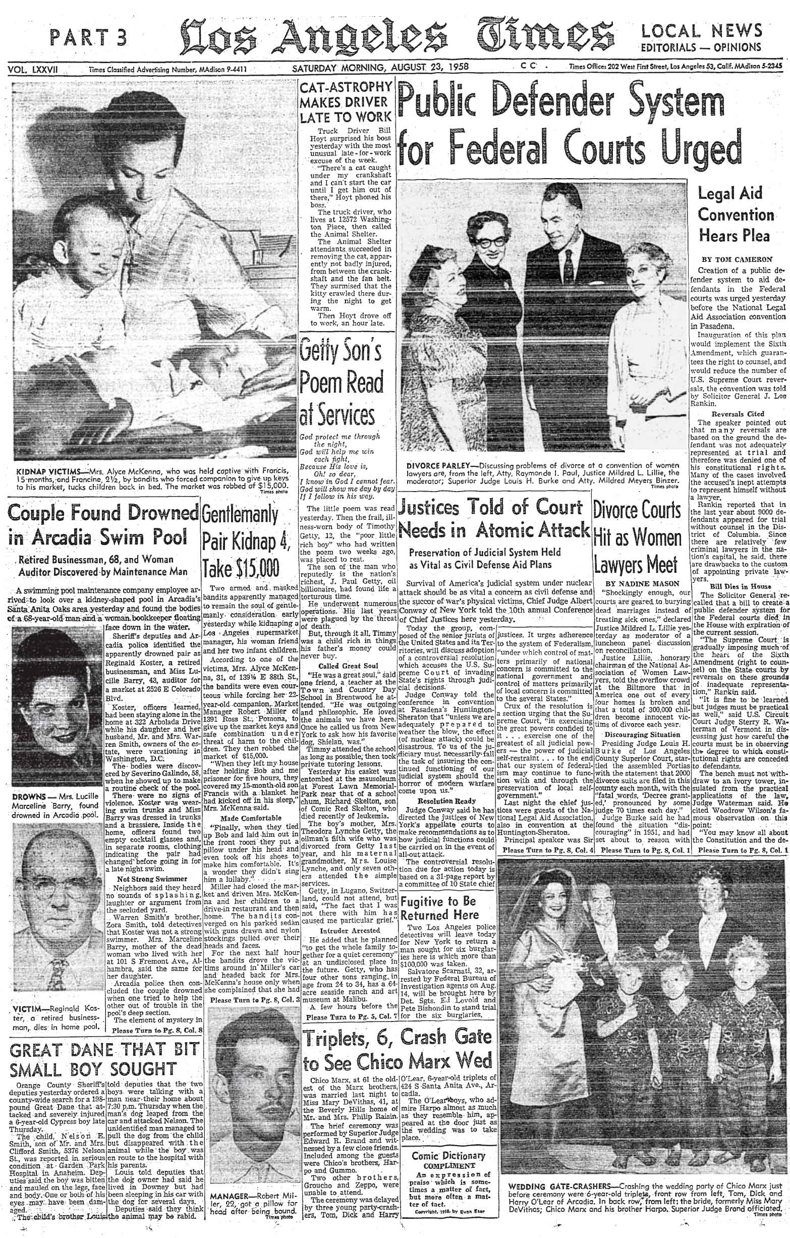 August 23, 1958: Los Angeles Times Cover