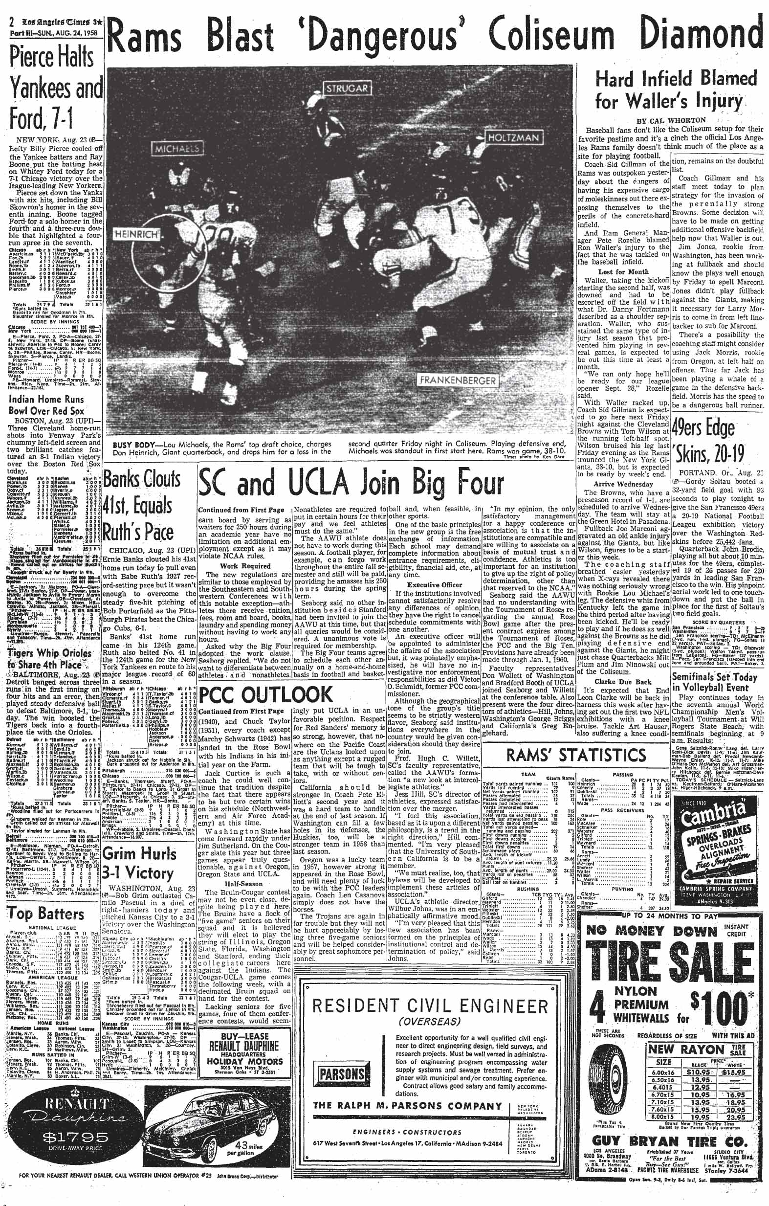 August 24, 1958, Sports Page