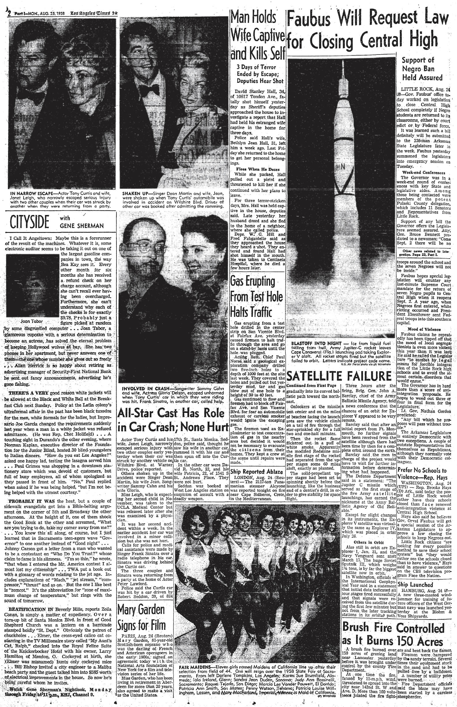 August 25,1958: Tony Curtis in car accident