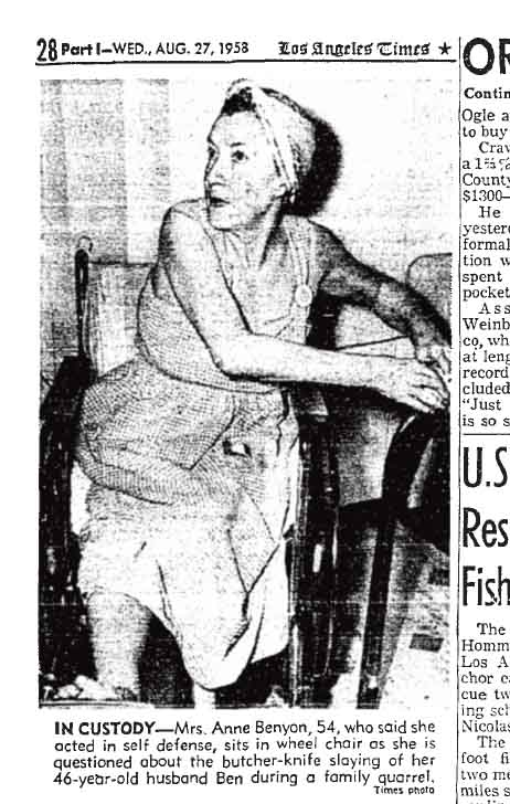 August 27, 1958: Anne Benyon is questioned about the stabbing of her husband, Ben.