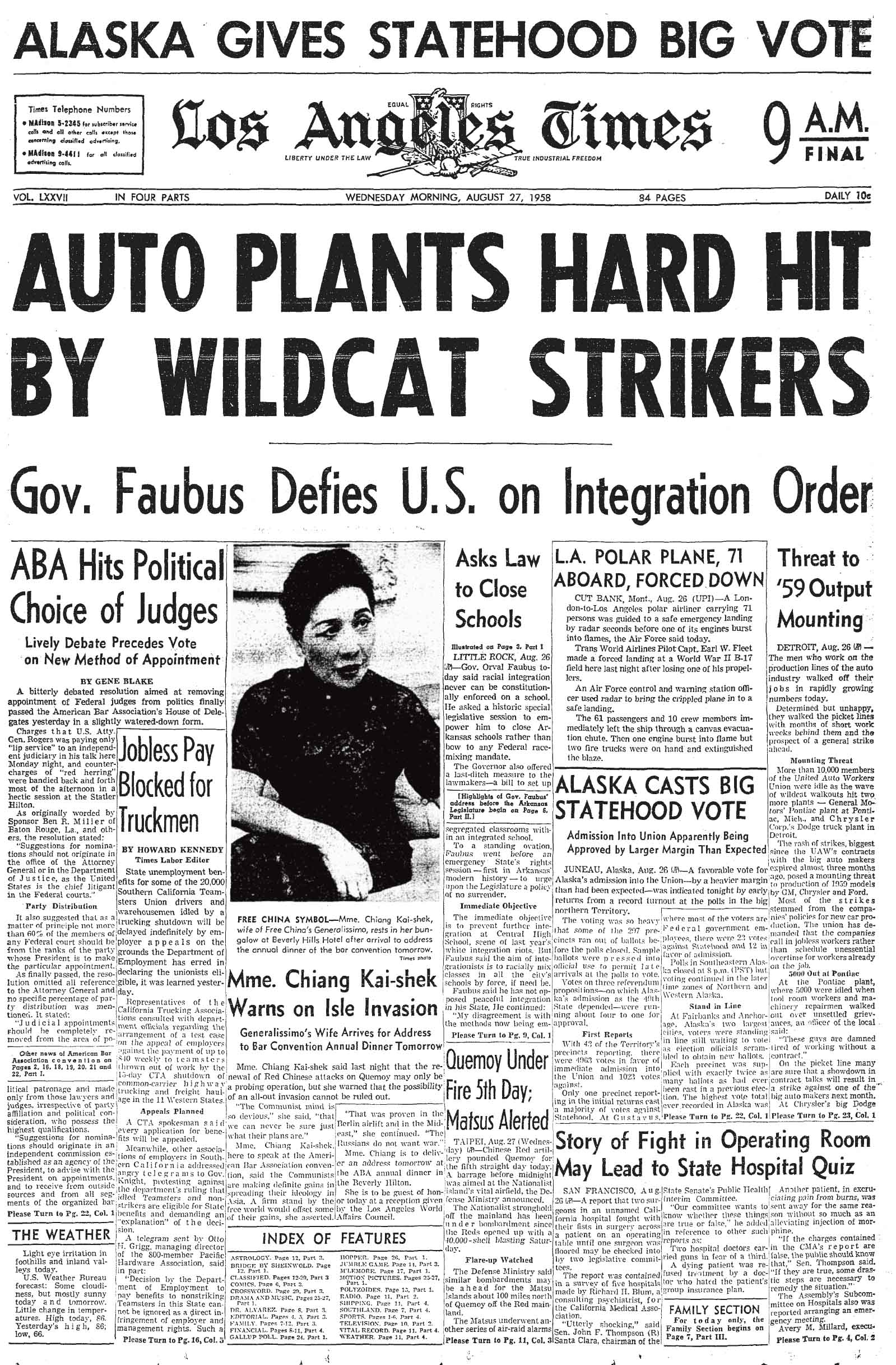 August 27, 1958: Los Angeles Times cover.