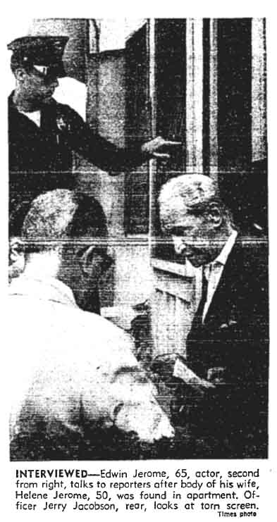 August 28, 1958: Edwin Jerome talks to police after the discovery of his wife's body.