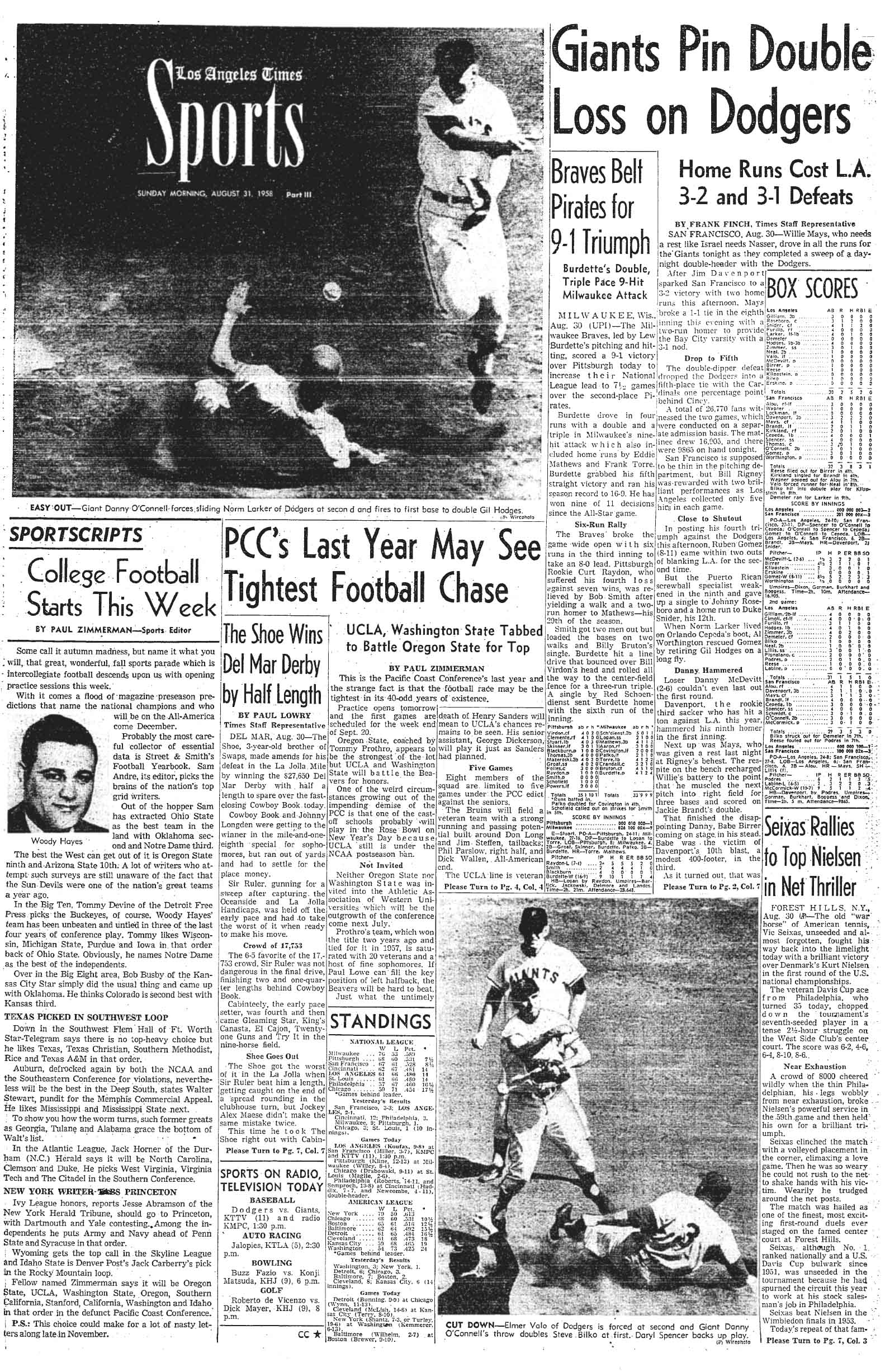 August 3, 1958: Sports Page