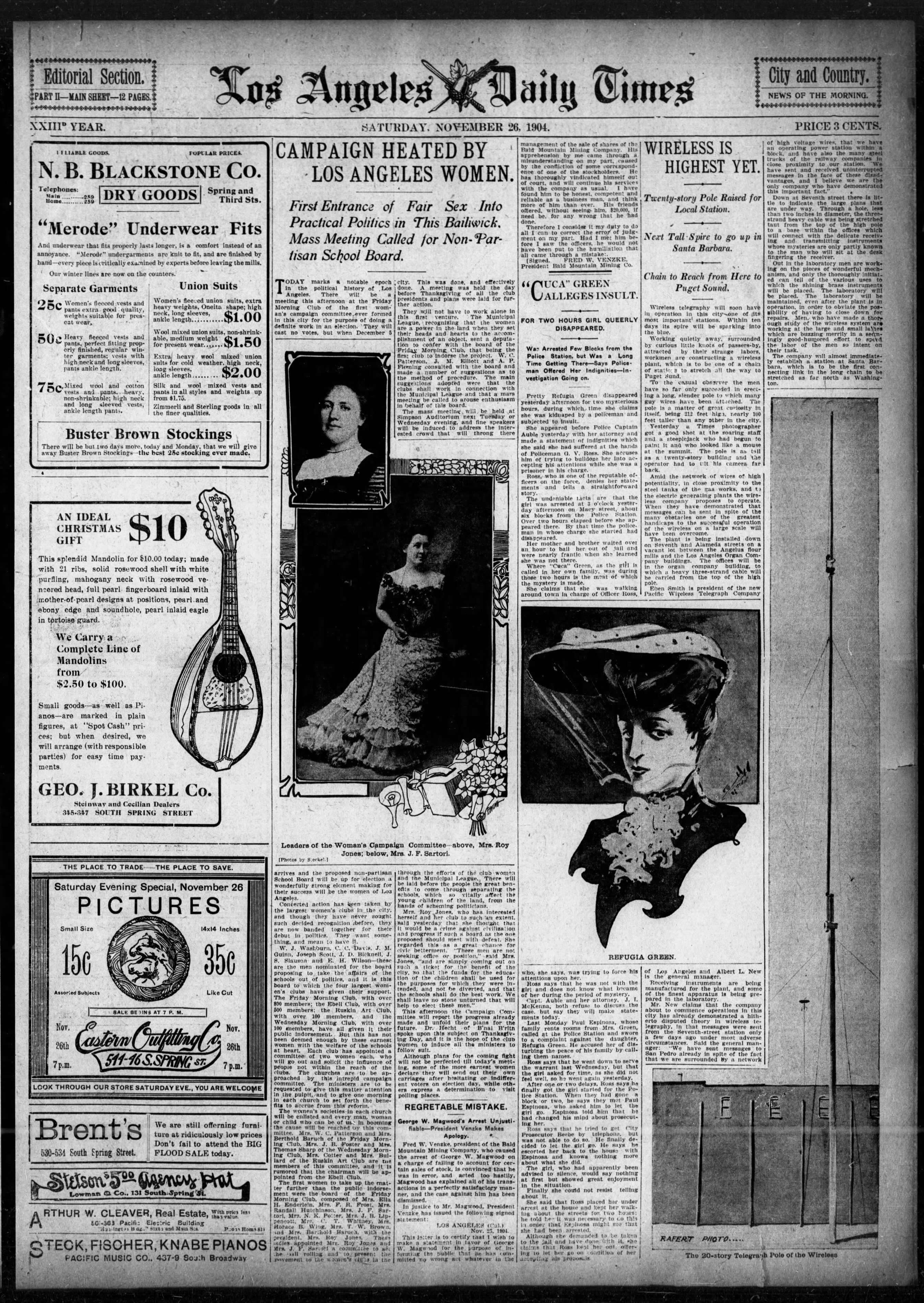 November 26, 1904: Times cover