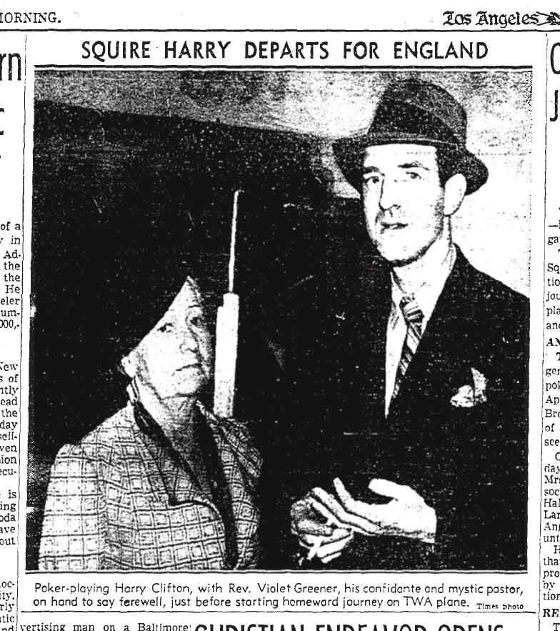 May 11, 1938: The Rev. Violet Greener, with Harry Clifton. 