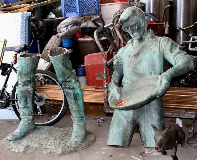 The vintage bronze miner who stood for 80 years in a mid city park suffered the height of indignities. Ripped from his pedestal in a park two blocks from Beverly Hills. Cut in half at the knees and sitting in a scrap yard on Alameda Street.
