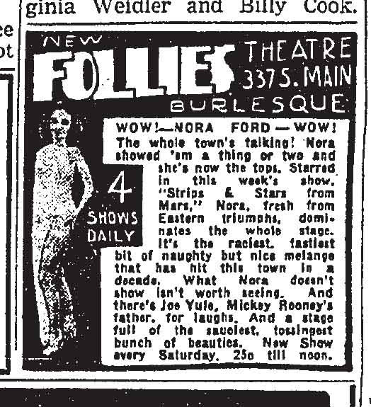 November 8, 1938: Follies Burlesque ad