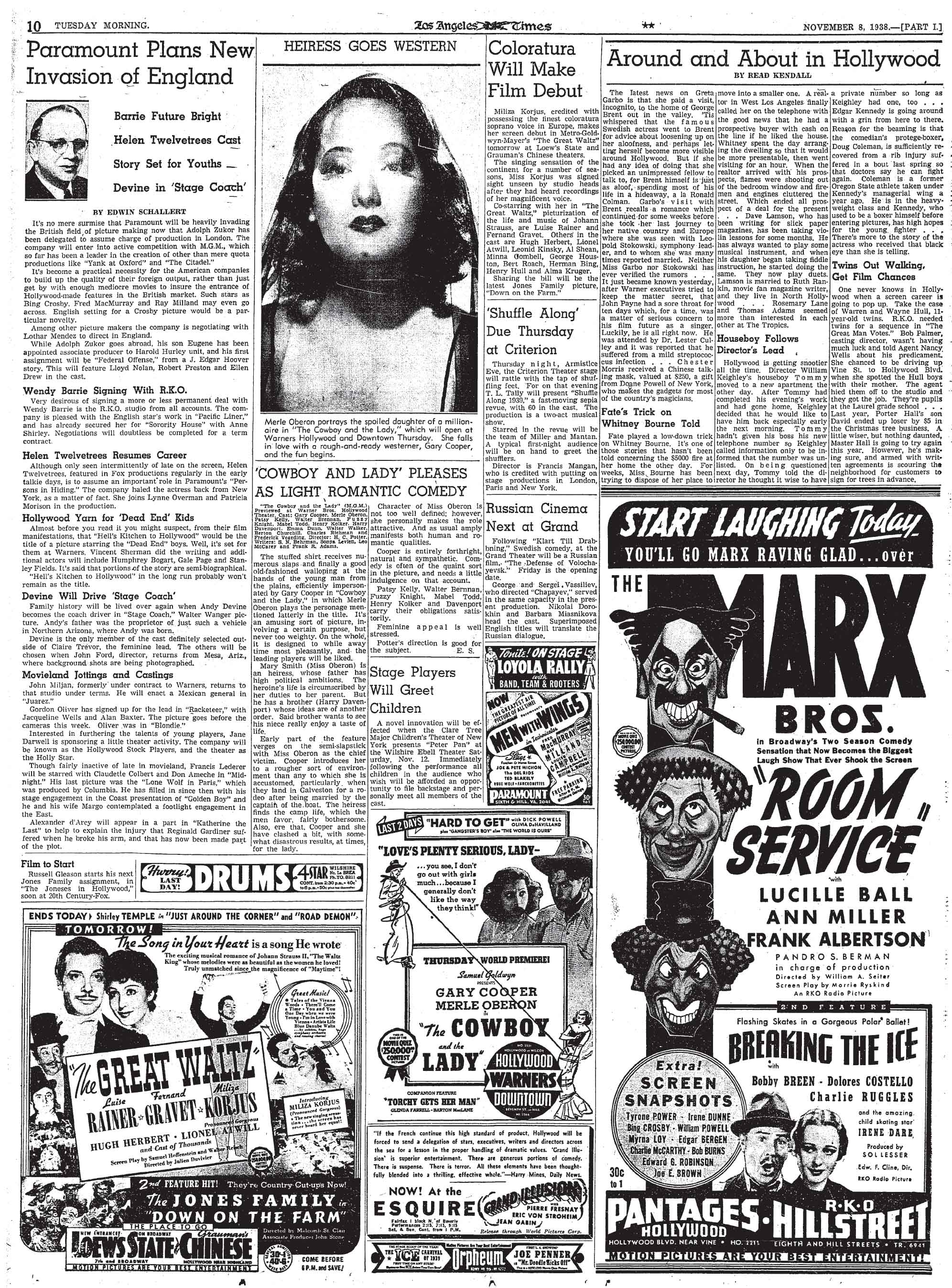 November 8, 1938: Movies