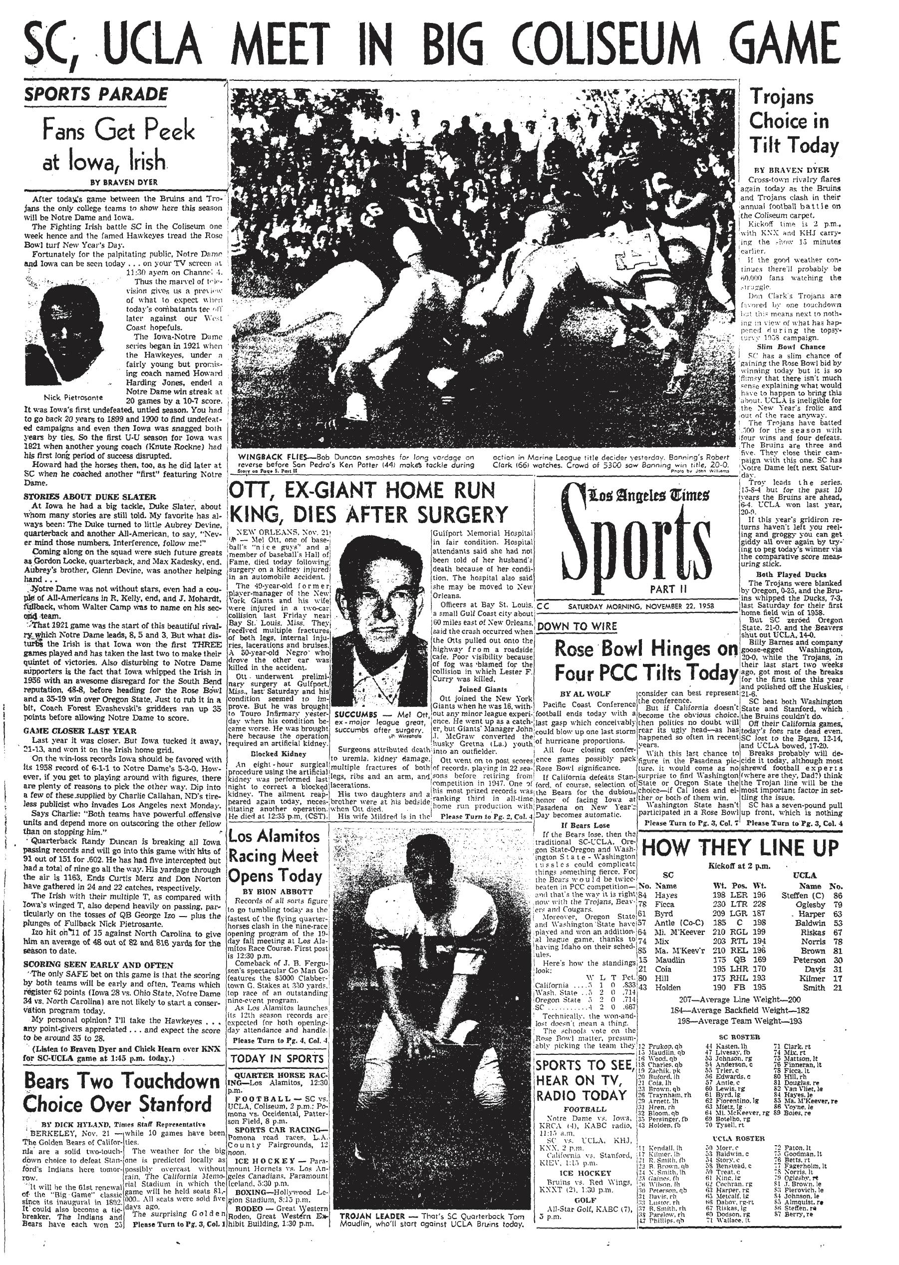 November 22, 1958: Sports