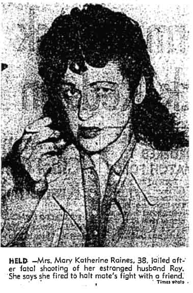 November 22, 1958: Mary Raines, in a coat smoking a cigarette, charged with killing her estranged husband. 