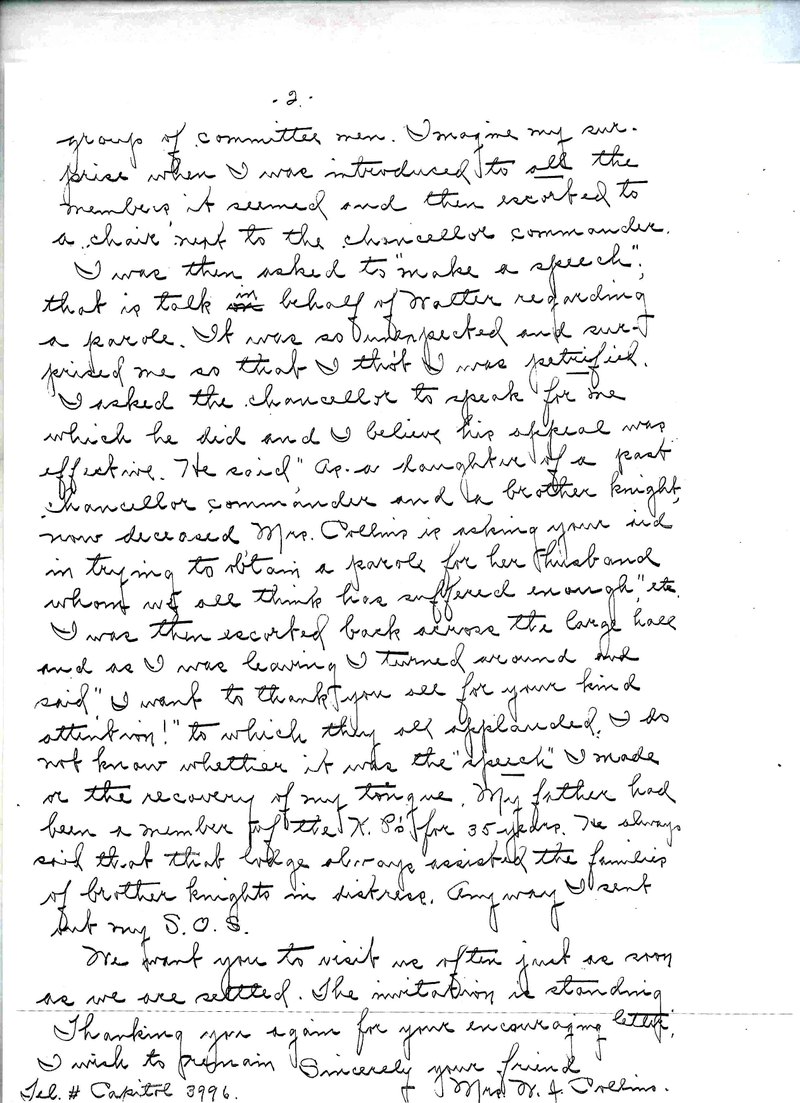 November 9, 1930: Christine Collins letter, Page 2