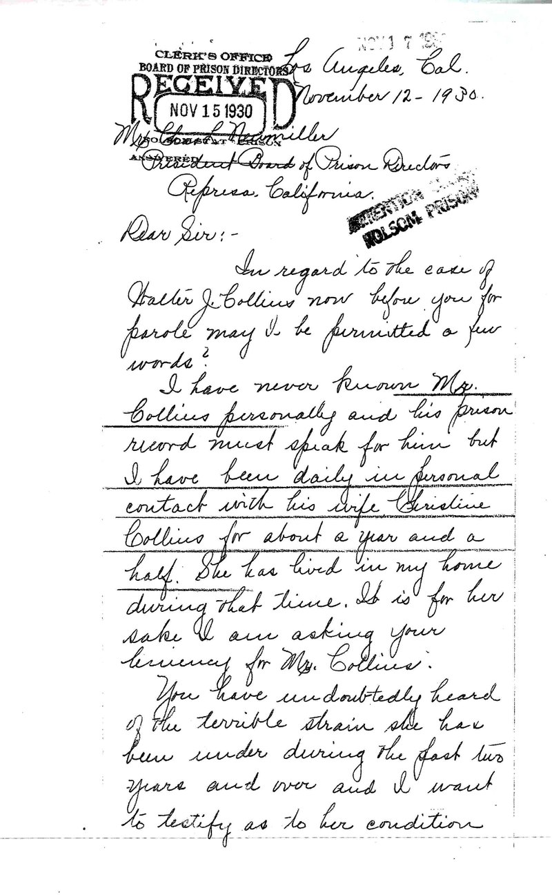 November 12, 1930: Borton Letter, Page 1