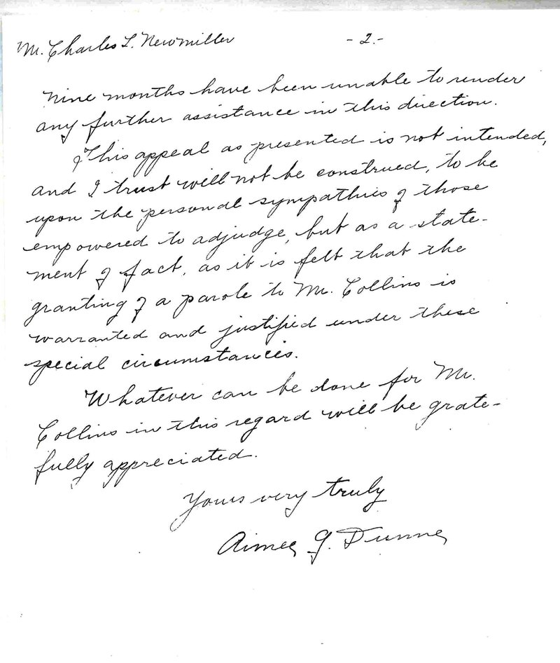 November 10, 1930: Christine Collins' sister writes to the prison board about Walter Collins, Page 2