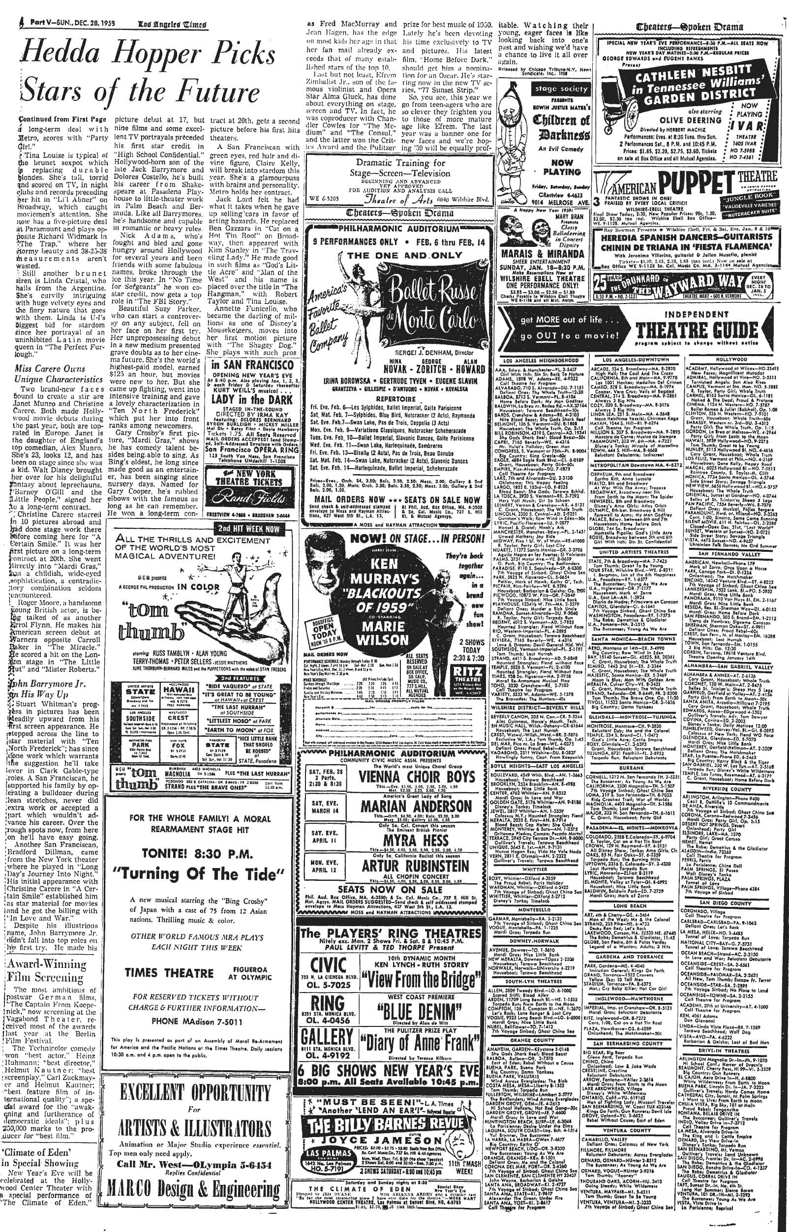 December 28, 1958: Movie stars to watch for, Part 2