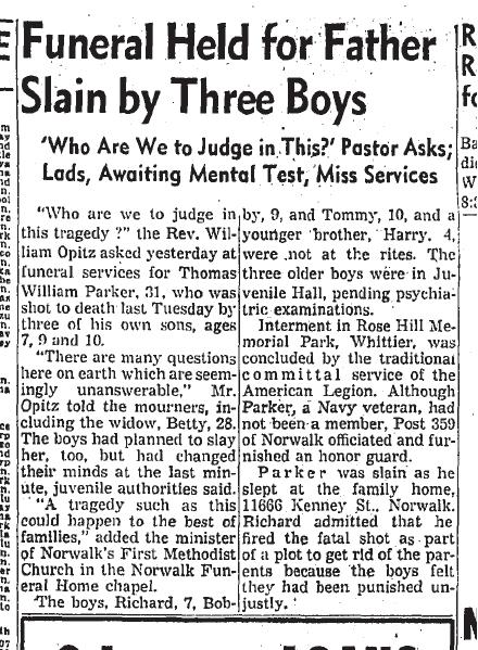 September 16, 1956: Funeral for slain father