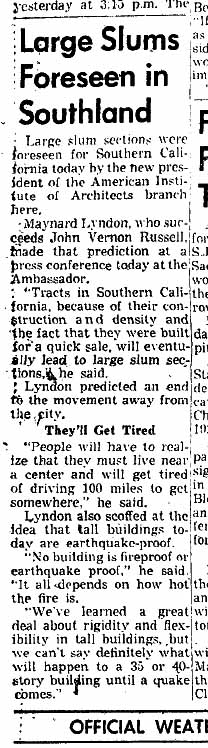January 16, 1959: Large Slums Expected in Southern California