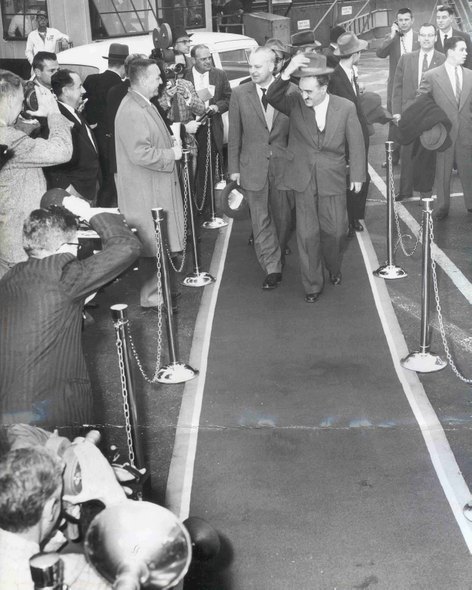 January 13, 1959: Mikoyan tips his hat as he leaves Los Angeles