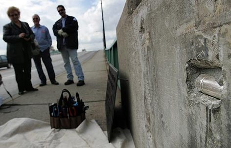 February 5, 2009: The time capsule placed in the Magnolia Boulevard bridge in 1959.