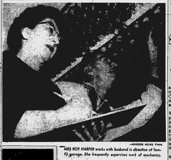 April 20, 1959: Mrs. Roy Harper, an expert auto mechanic specializing in carburetors. 