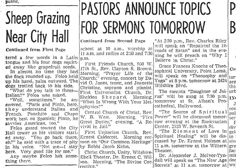 May 20, 1939: Flocks of sheep near City Hall