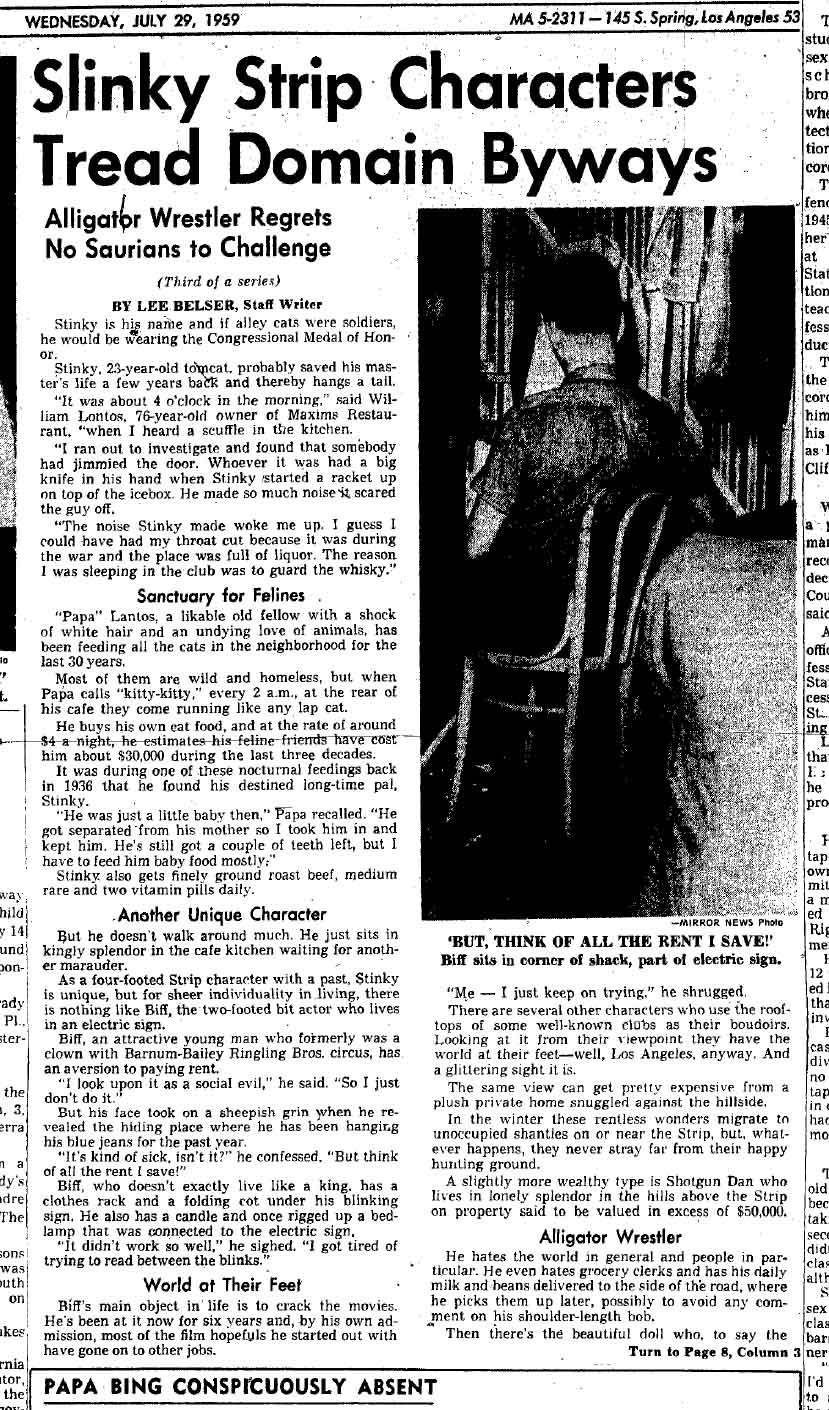 July 29, 1959: Slinky Characters on the Sunset Strip