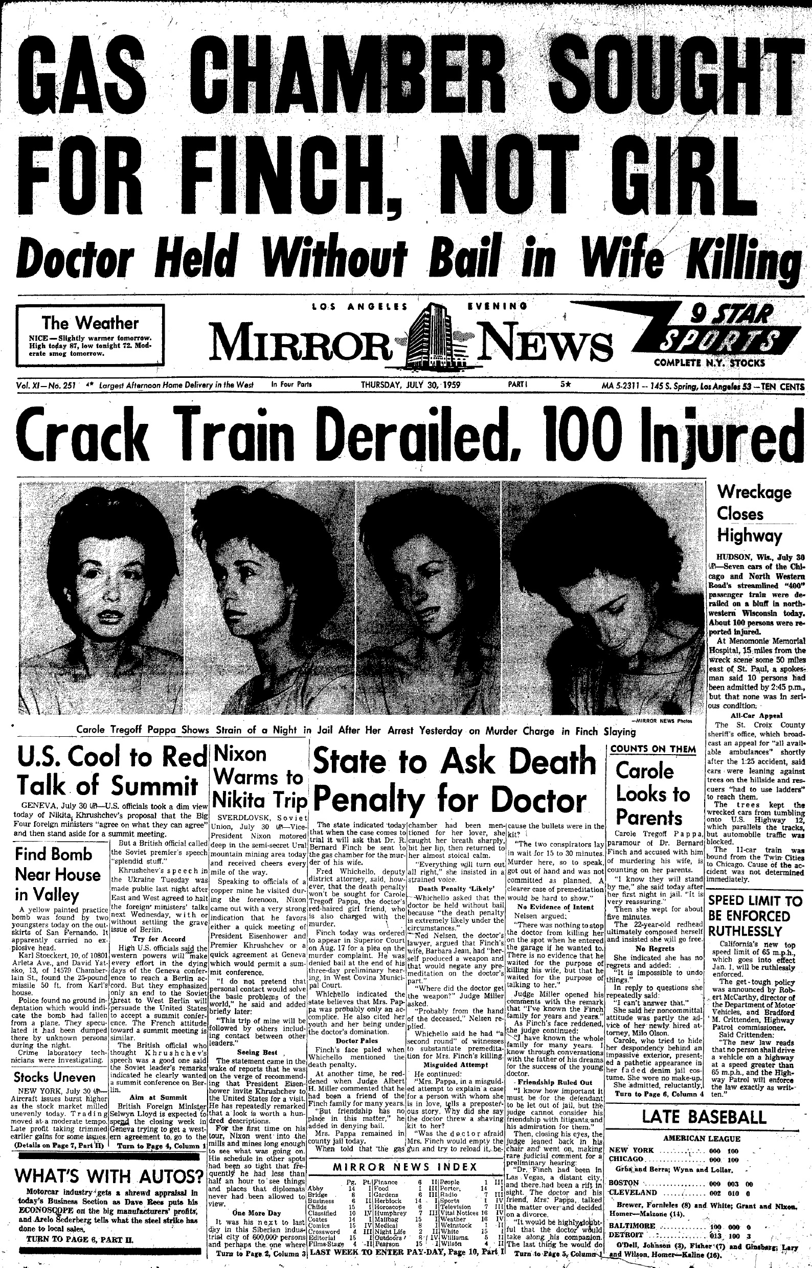 July 30, 1959: Los Angeles Mirror Cover
