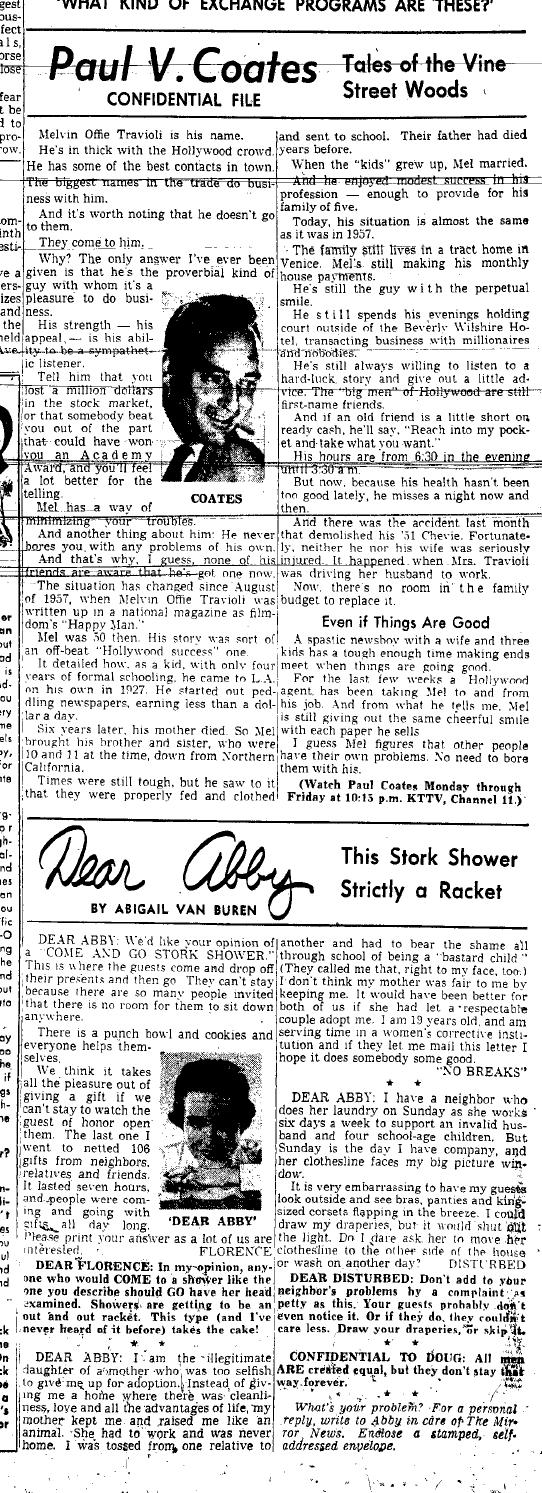 August 18, 1959: Paul Coates writes about a man selling the stage name Starr Knight.
