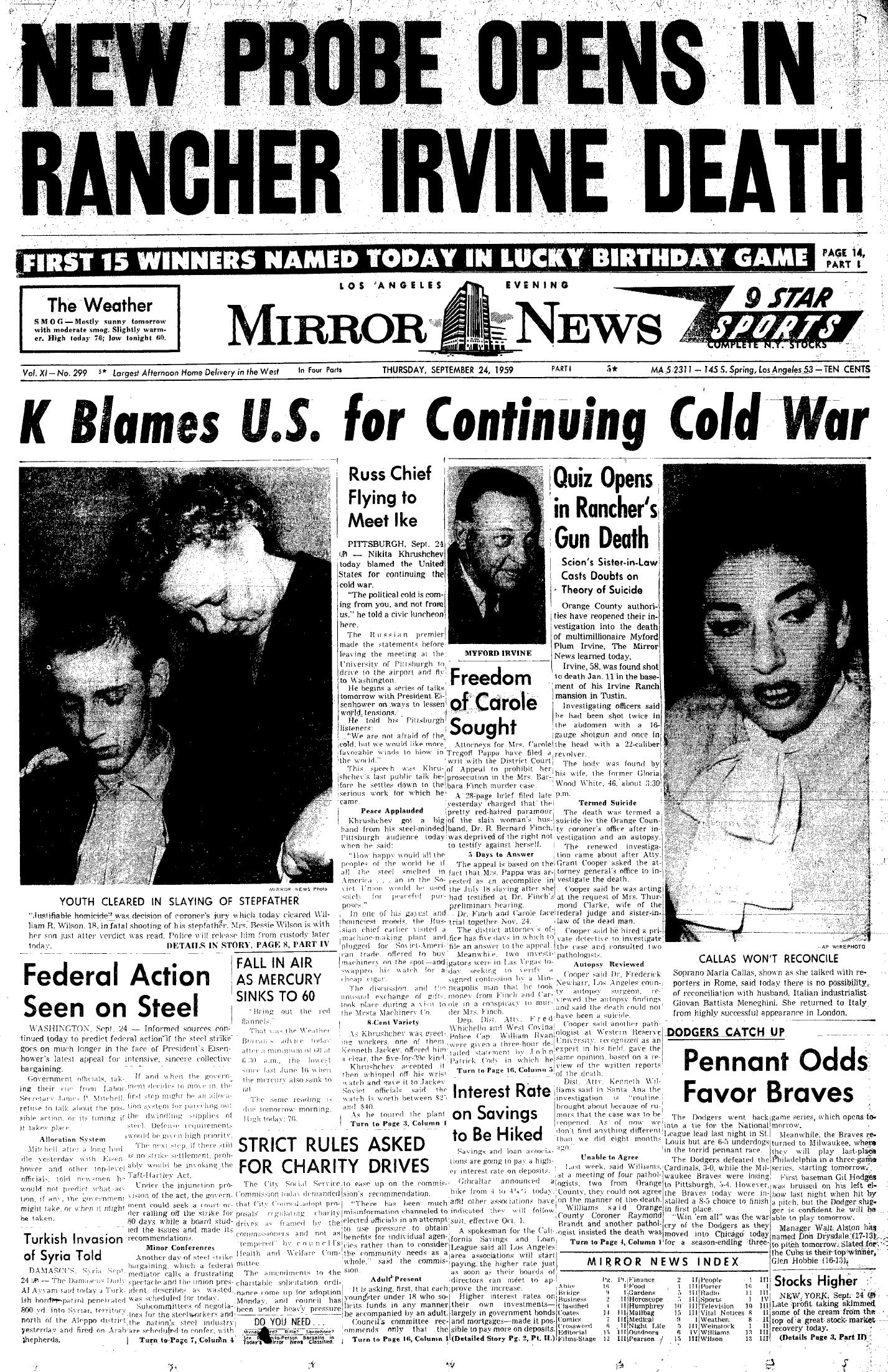 September 24, 1959: Mirror Cover