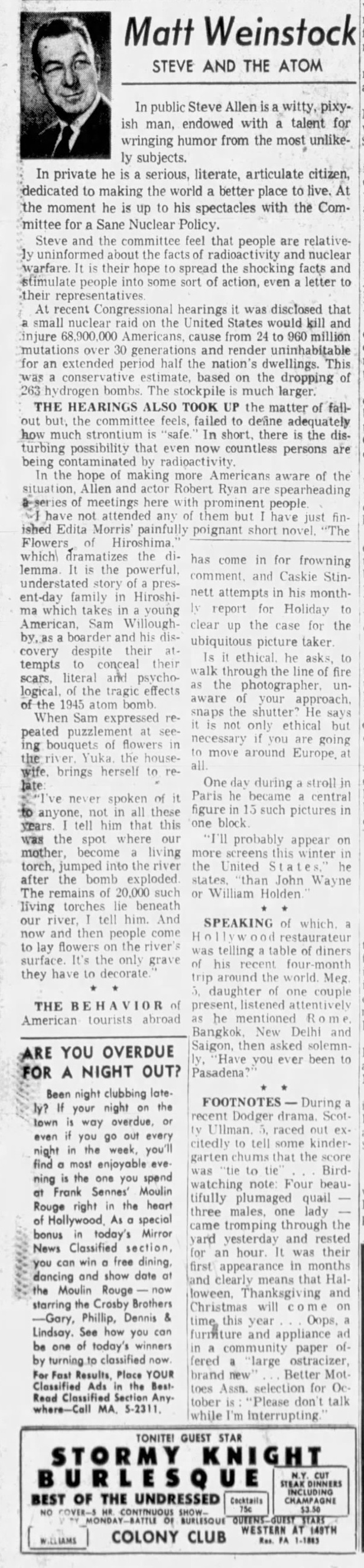 October 3, 1959: Matt Weinstock