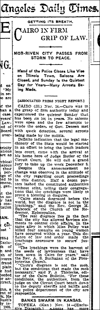 November 14, 1909: Lynchings in Cairo, Illinois