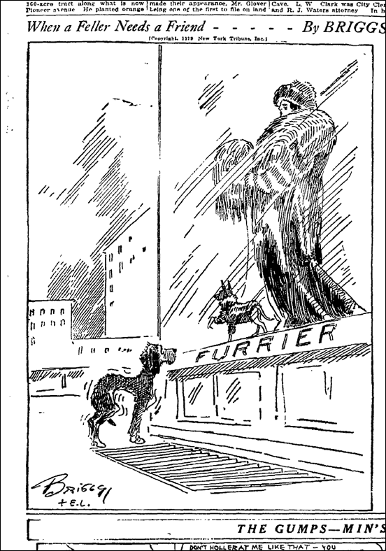 November 21, 1919: Comic panel by Briggs, When a Feller Needs a Friend