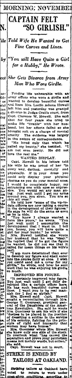 November 21, 1919: Woman Gets Divorce From Man Who Wears Girdle