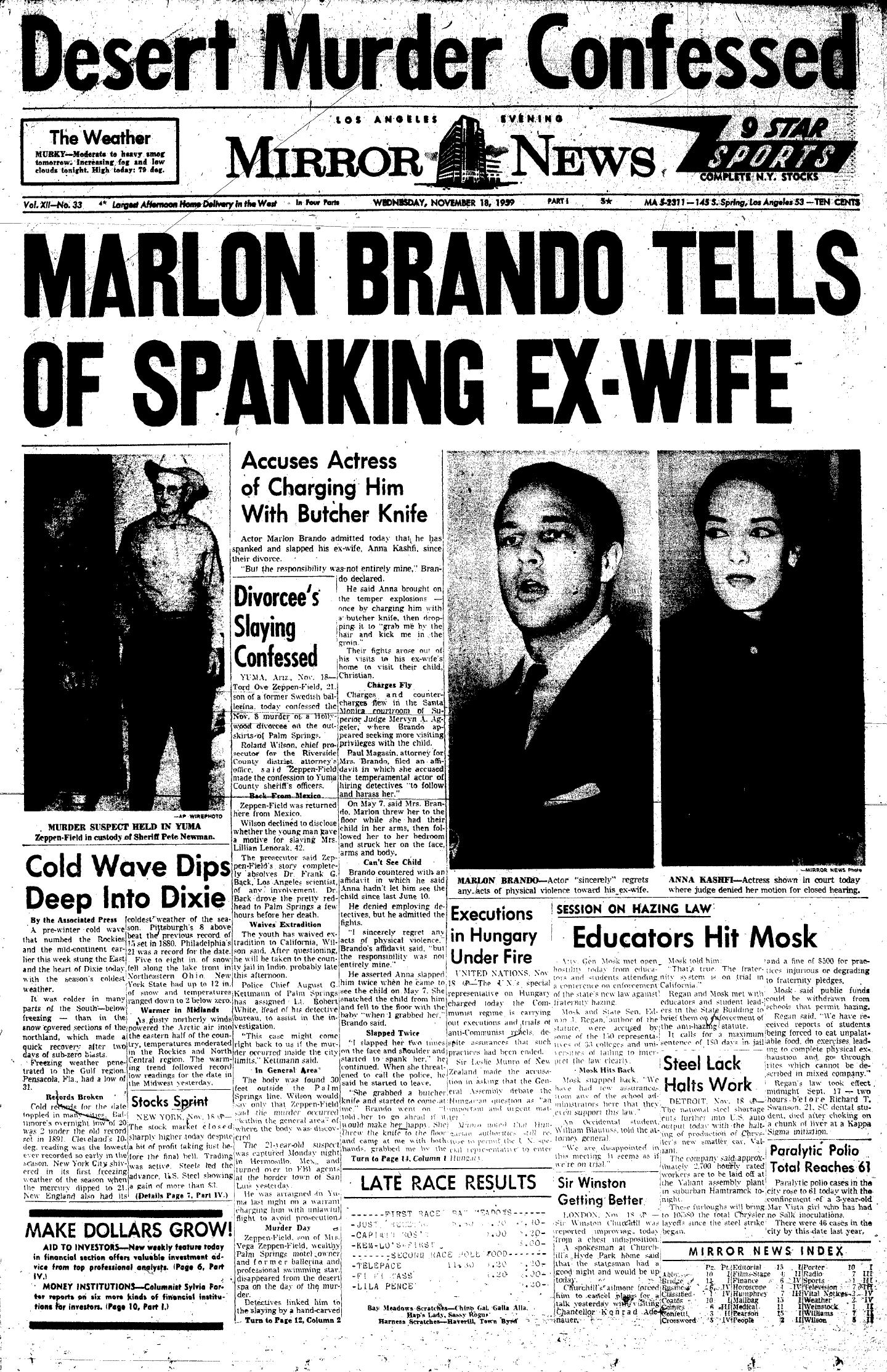 November 18, 1959: Mirror Cover: Marlon Brando Tells of Spanking Ex-Wife