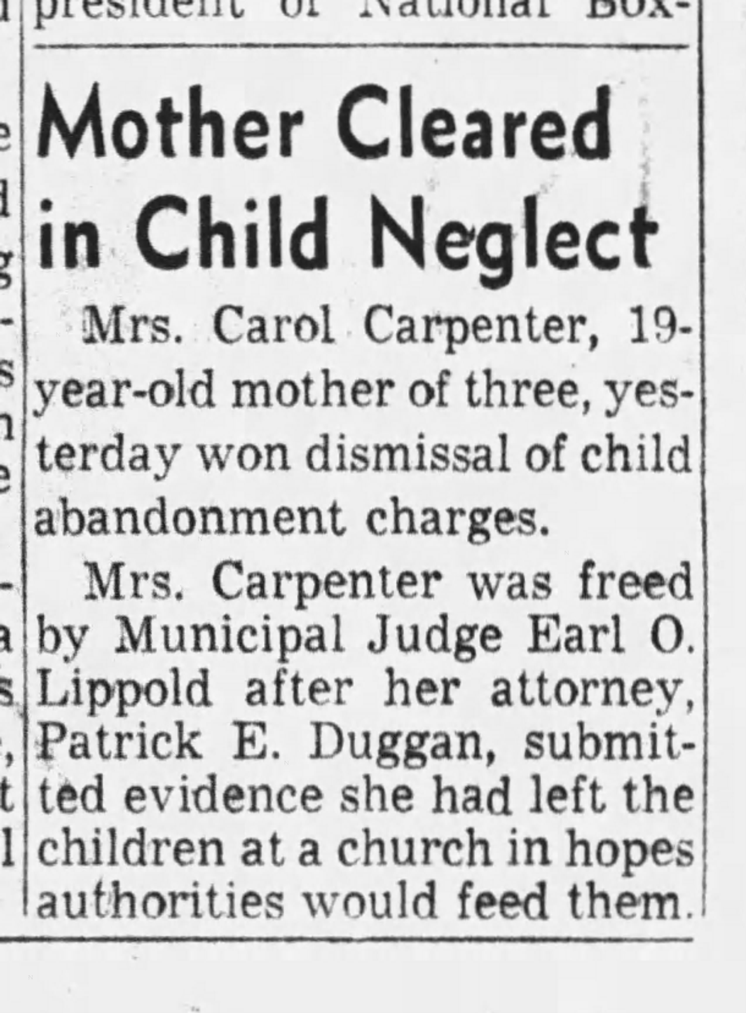 December 9, 1959: Mother cleared in child neglect