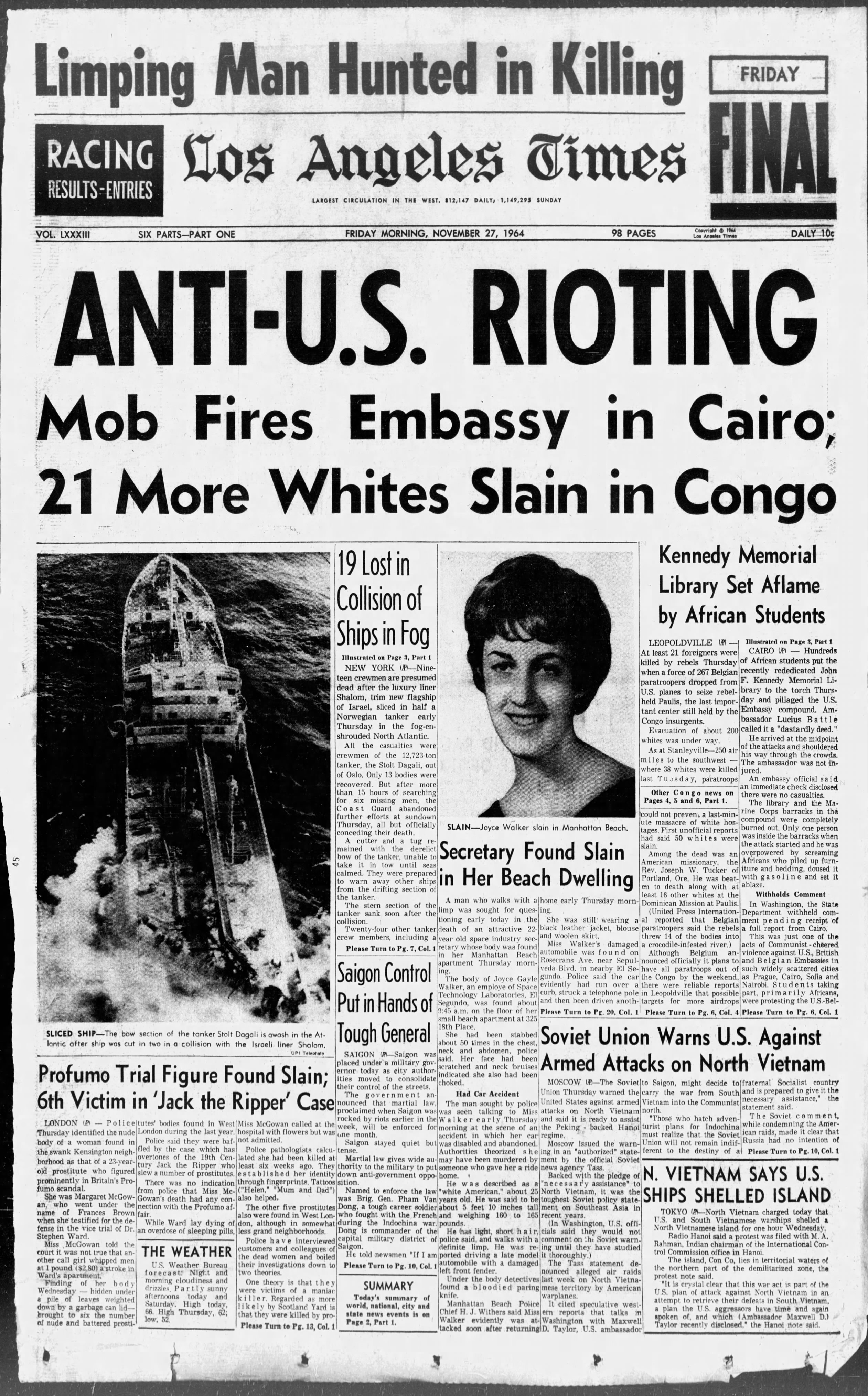 November 27, 1964: Thanksgiving murder of Joyce Gail Walker