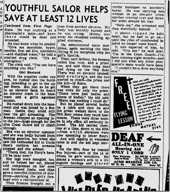 July 29, 1945: Youthful Sailor Saves 12 Lives