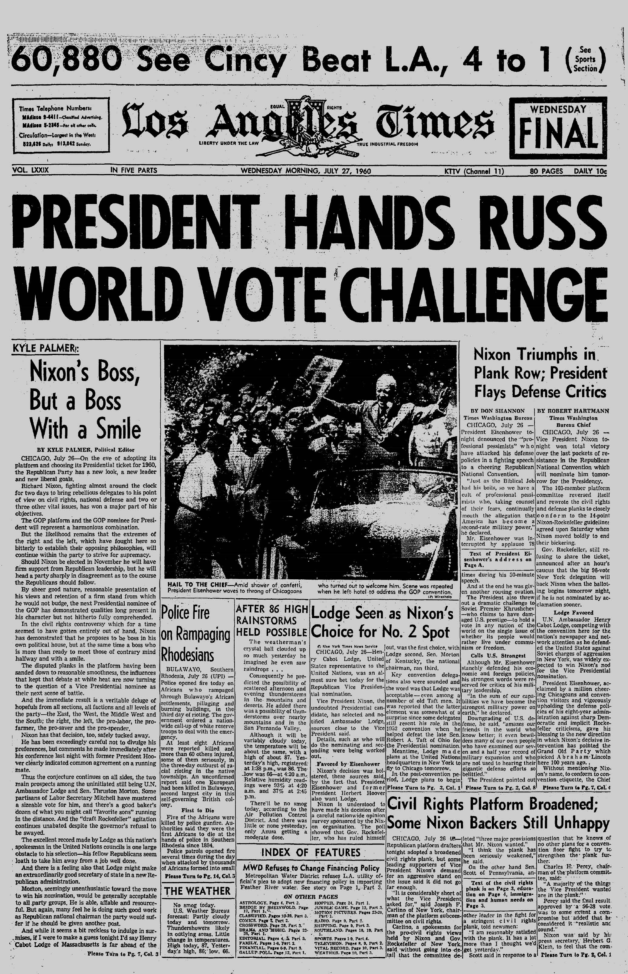 July 27, 1960: Los Angeles Times Cover