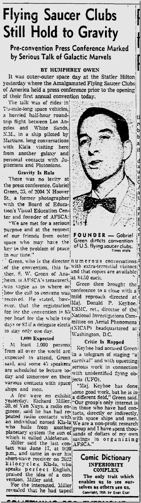 Article on flying saucers