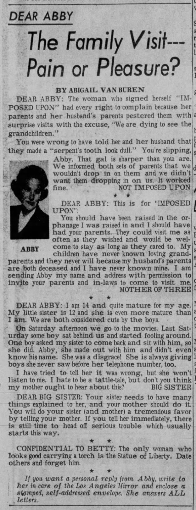 August 9, 1960: Dear Abby