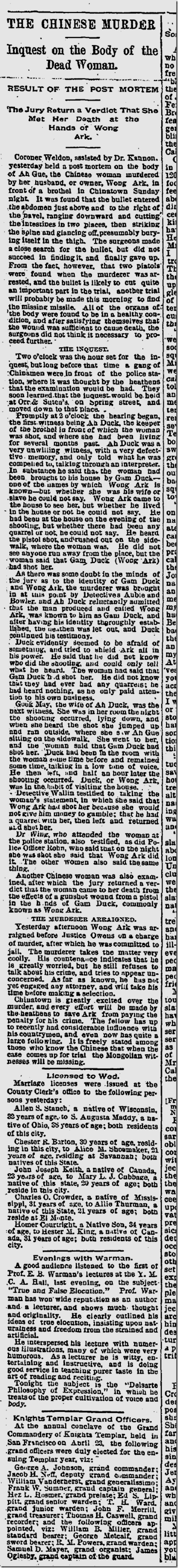 April 29, 1891: Chinese Murder story